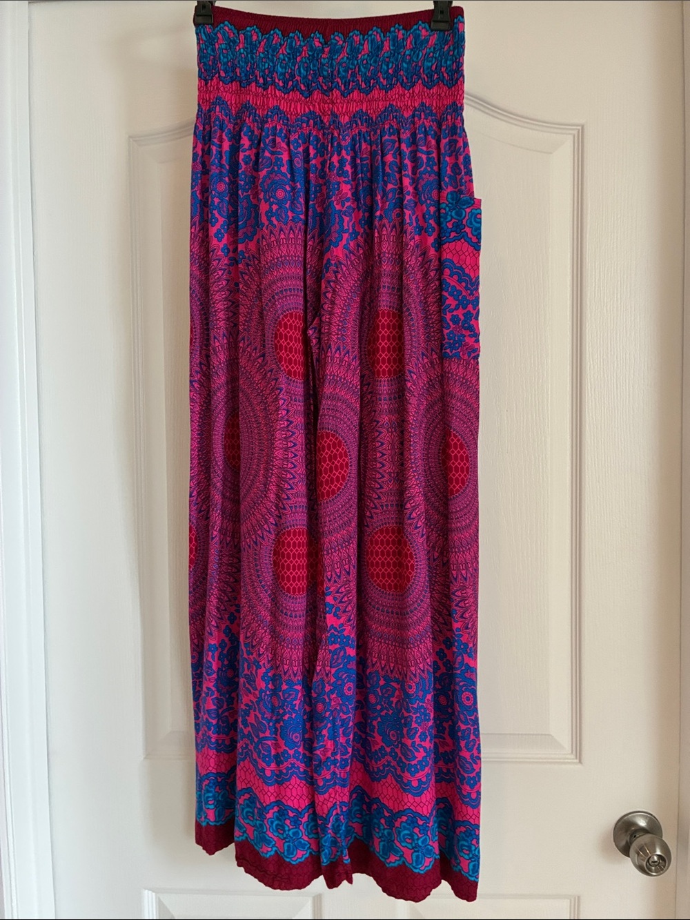 Boho Dreamy Festival Smocked Wide Leg Pants Size M Indie Sleaze - Picture 3 of 8